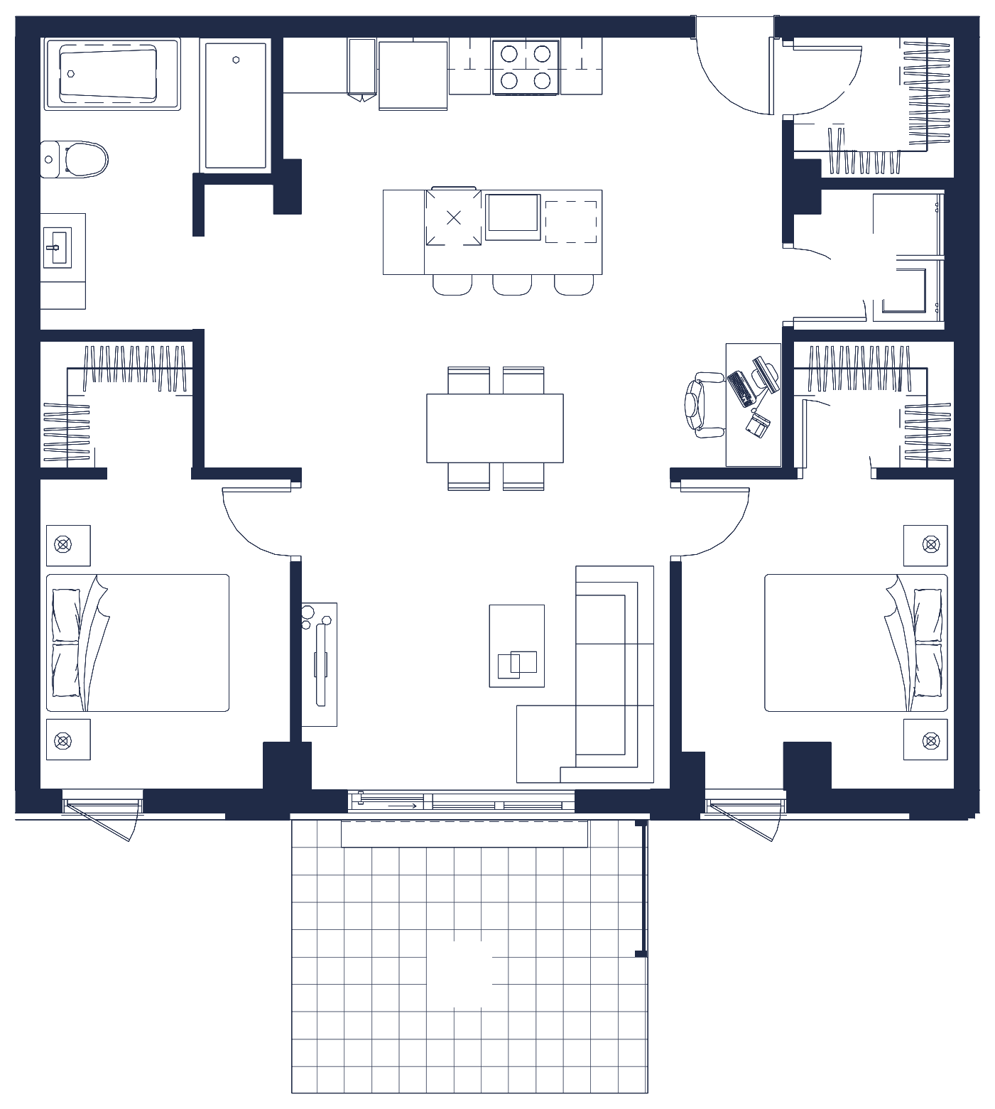 Plan de l'appartement, 4½, avec les dimensions des pièces
