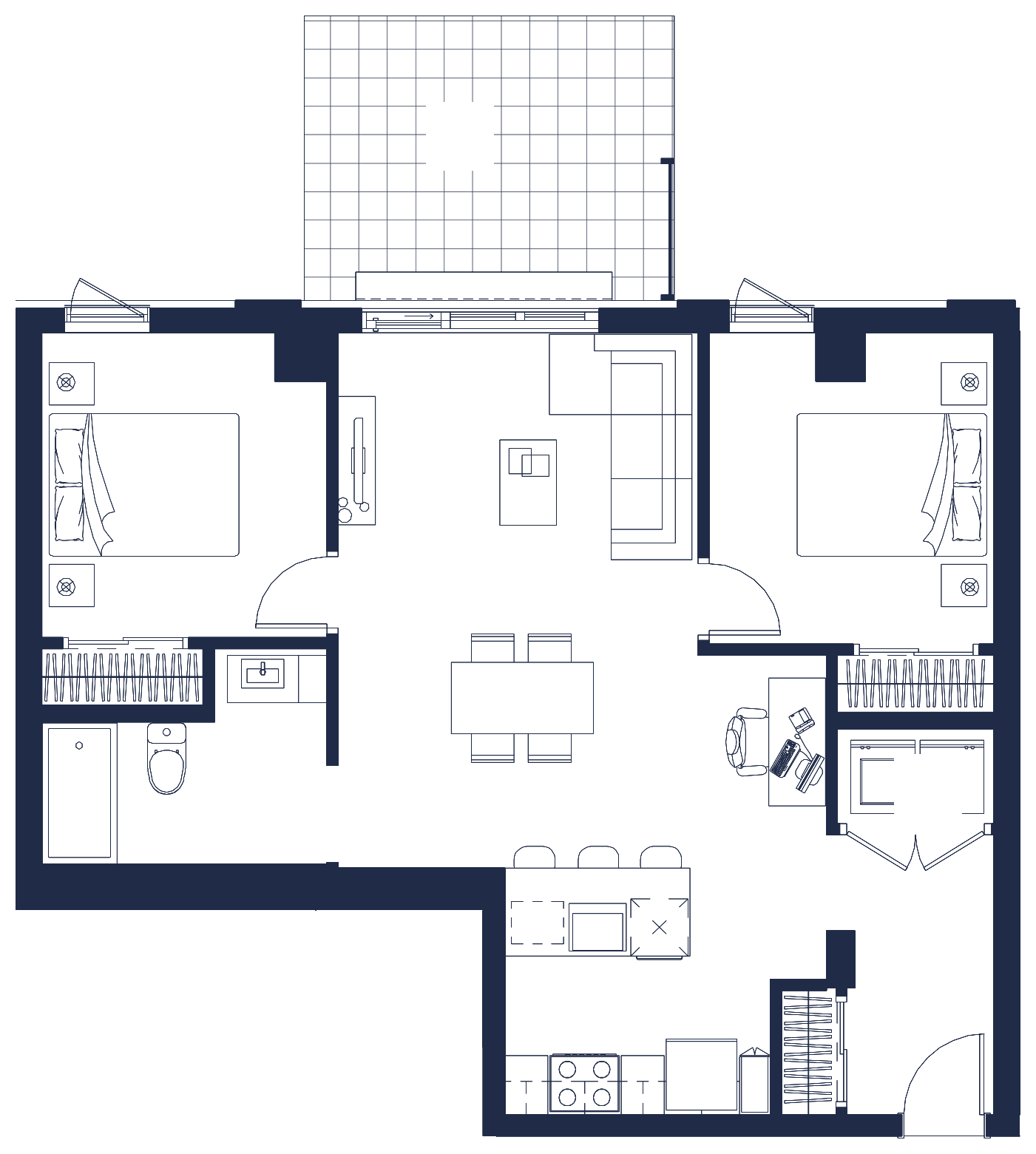Plan de l'appartement, 4½, avec les dimensions des pièces