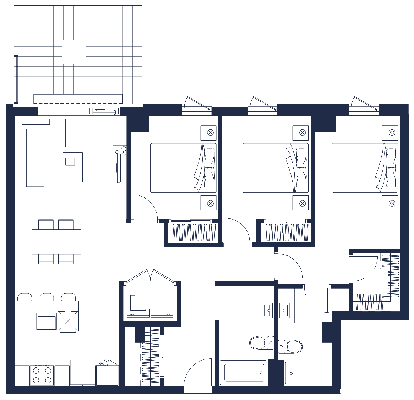 Plan de l'appartement, 5½, avec les dimensions des pièces