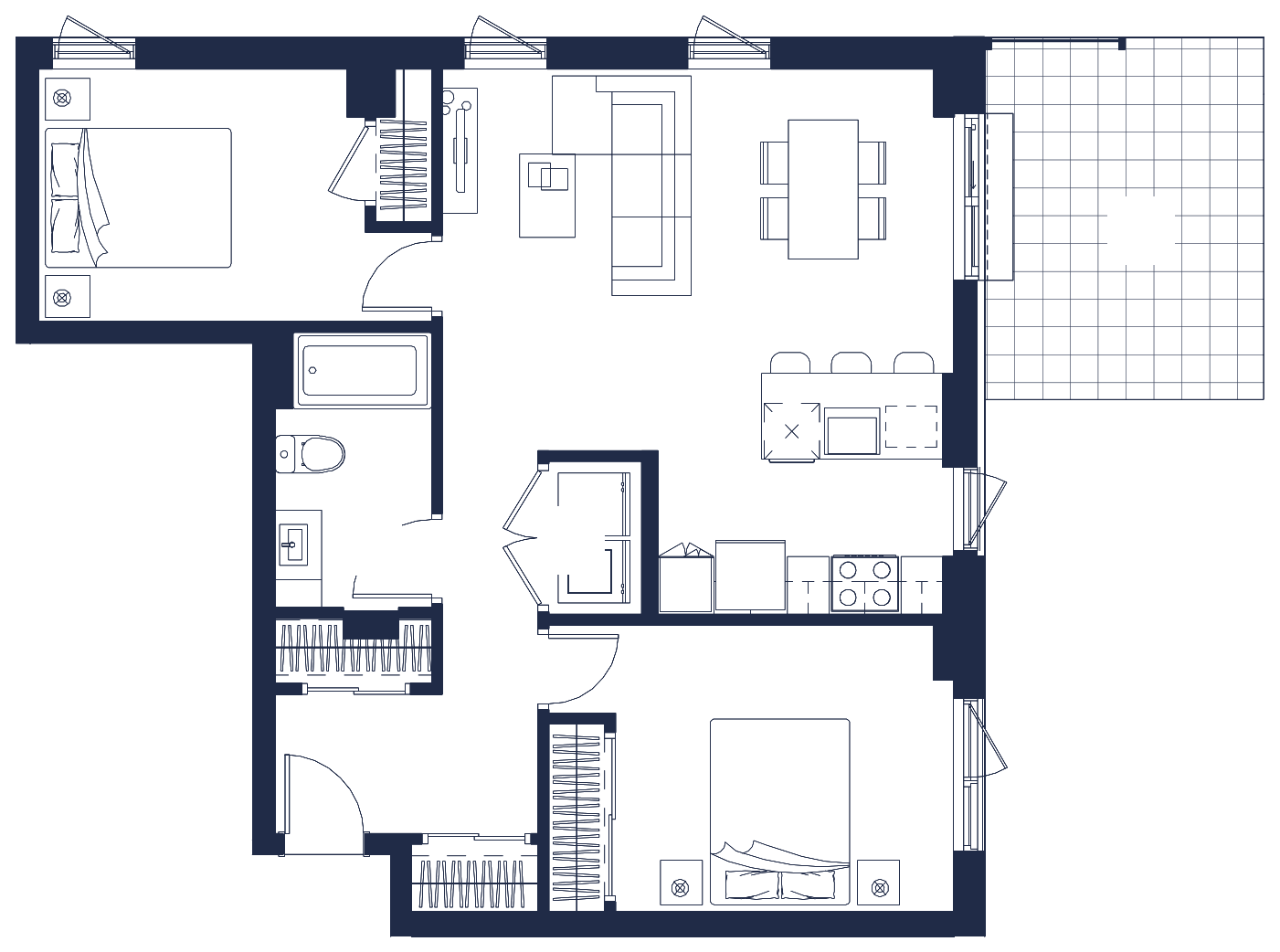 Plan de l'appartement, 4½, avec les dimensions des pièces