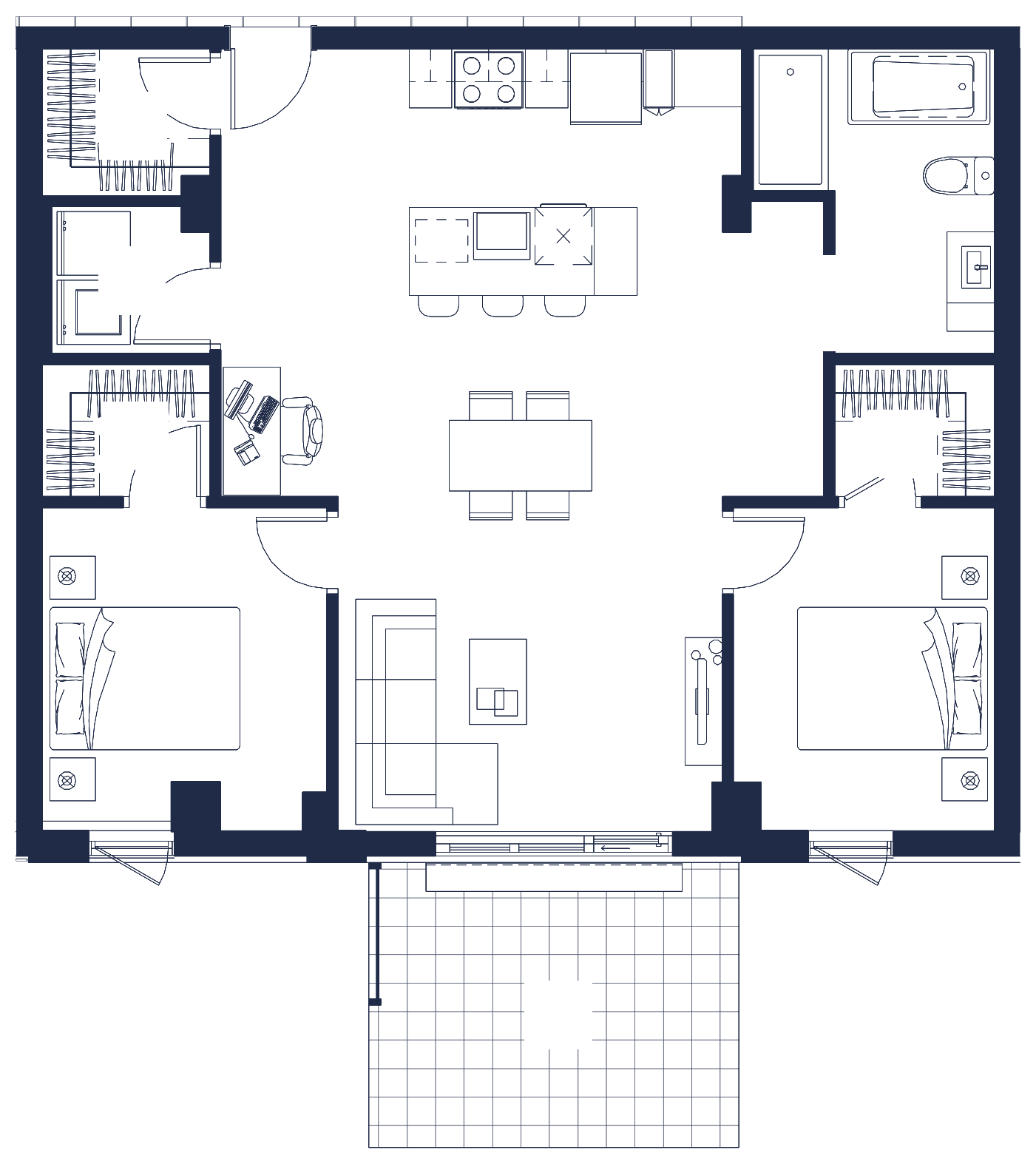 Plan de l'appartement, 4½, avec les dimensions des pièces
