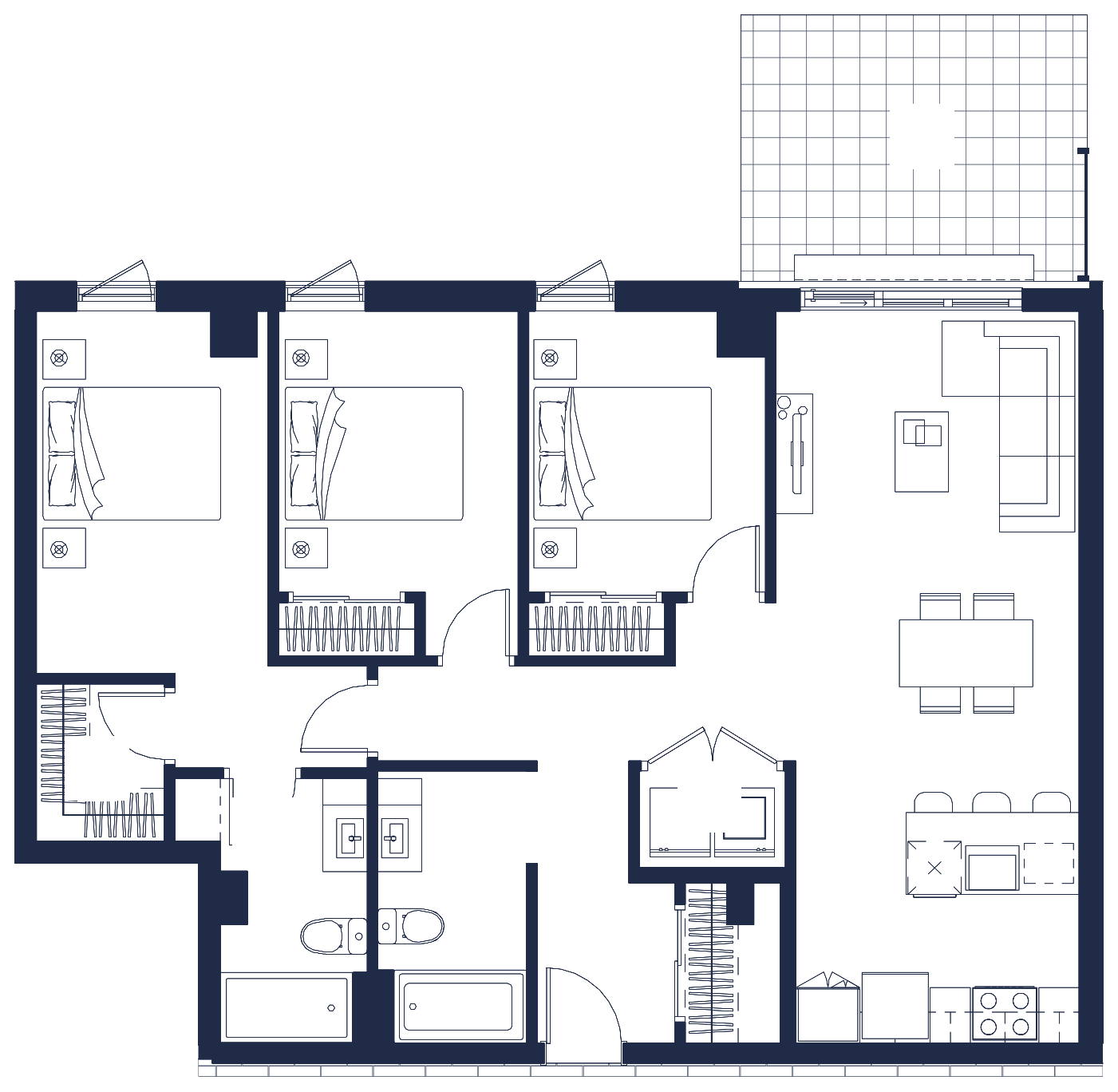 Plan de l'appartement, 5½, avec les dimensions des pièces