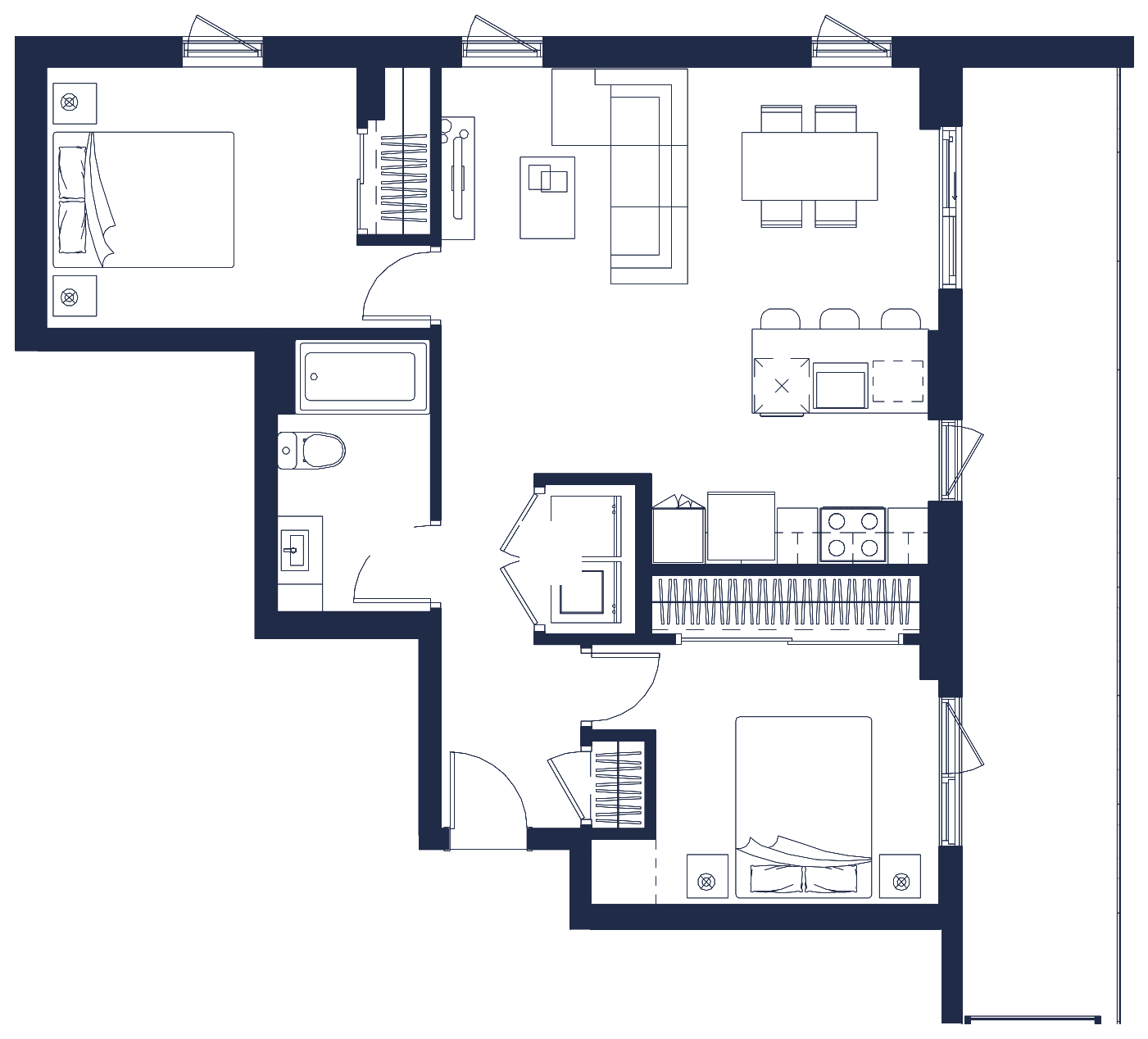 Plan de l'appartement, 4½, avec les dimensions des pièces