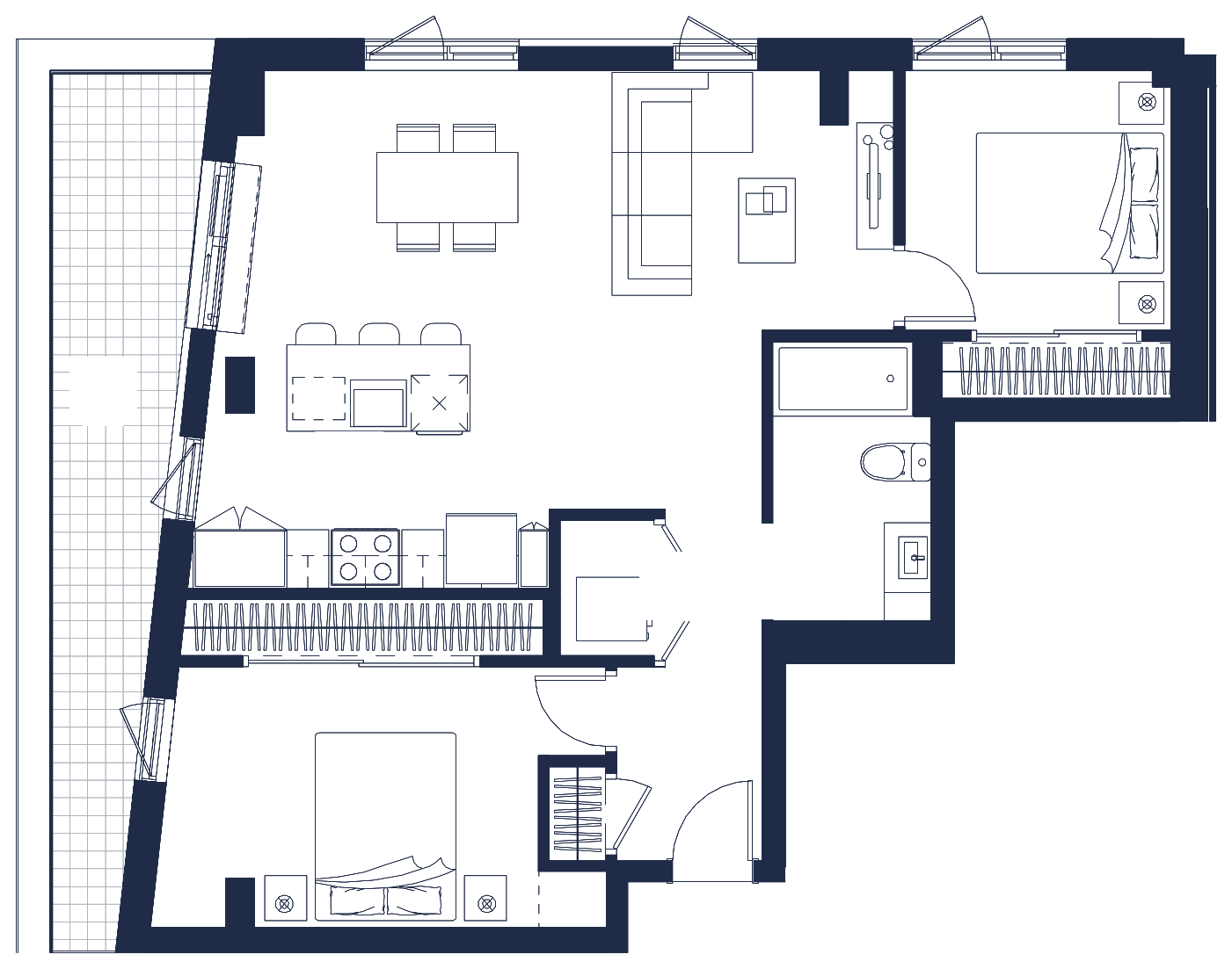 Plan de l'appartement, 4½, avec les dimensions des pièces