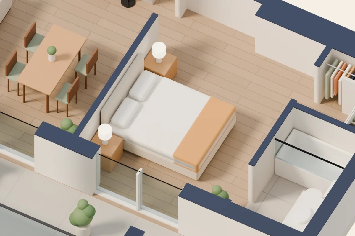 Chambre principale, vue 3D