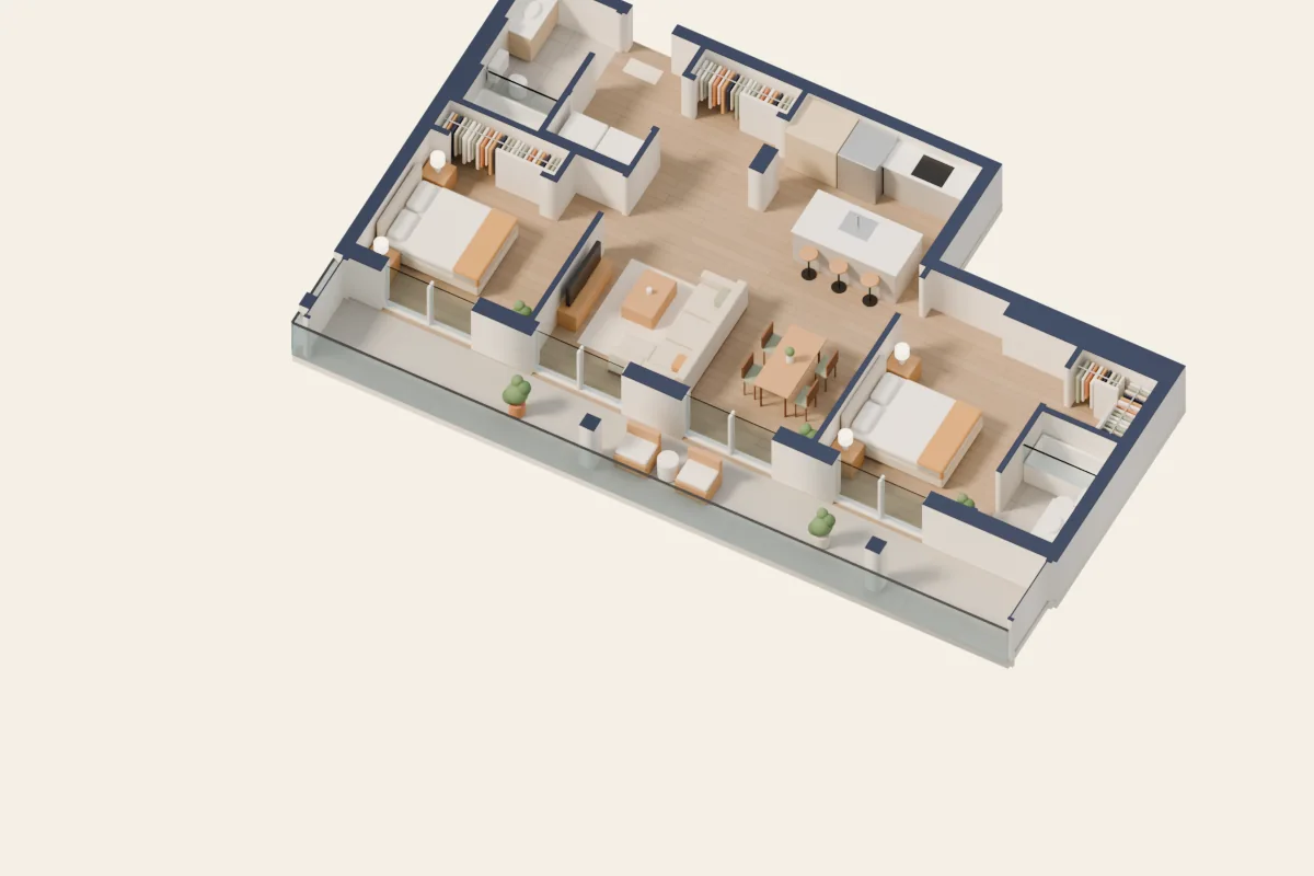 Balcon, vue 3D