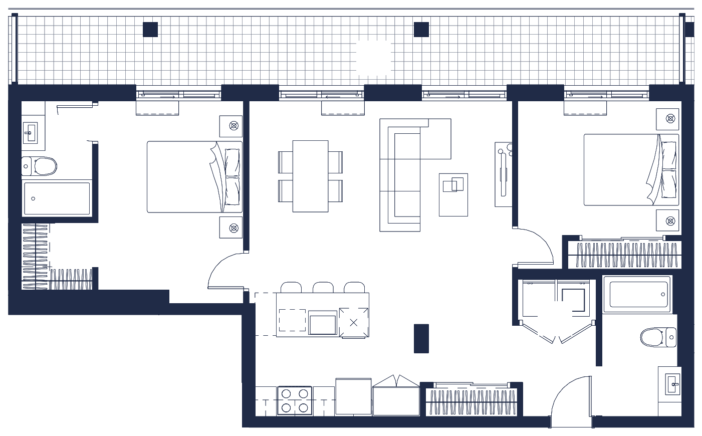 Plan de l'appartement, 4½, avec les dimensions des pièces