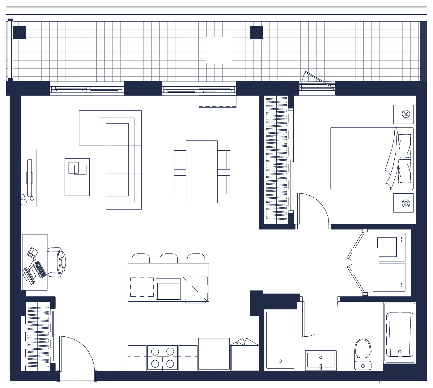 Plan de l'appartement, 3½, avec les dimensions des pièces