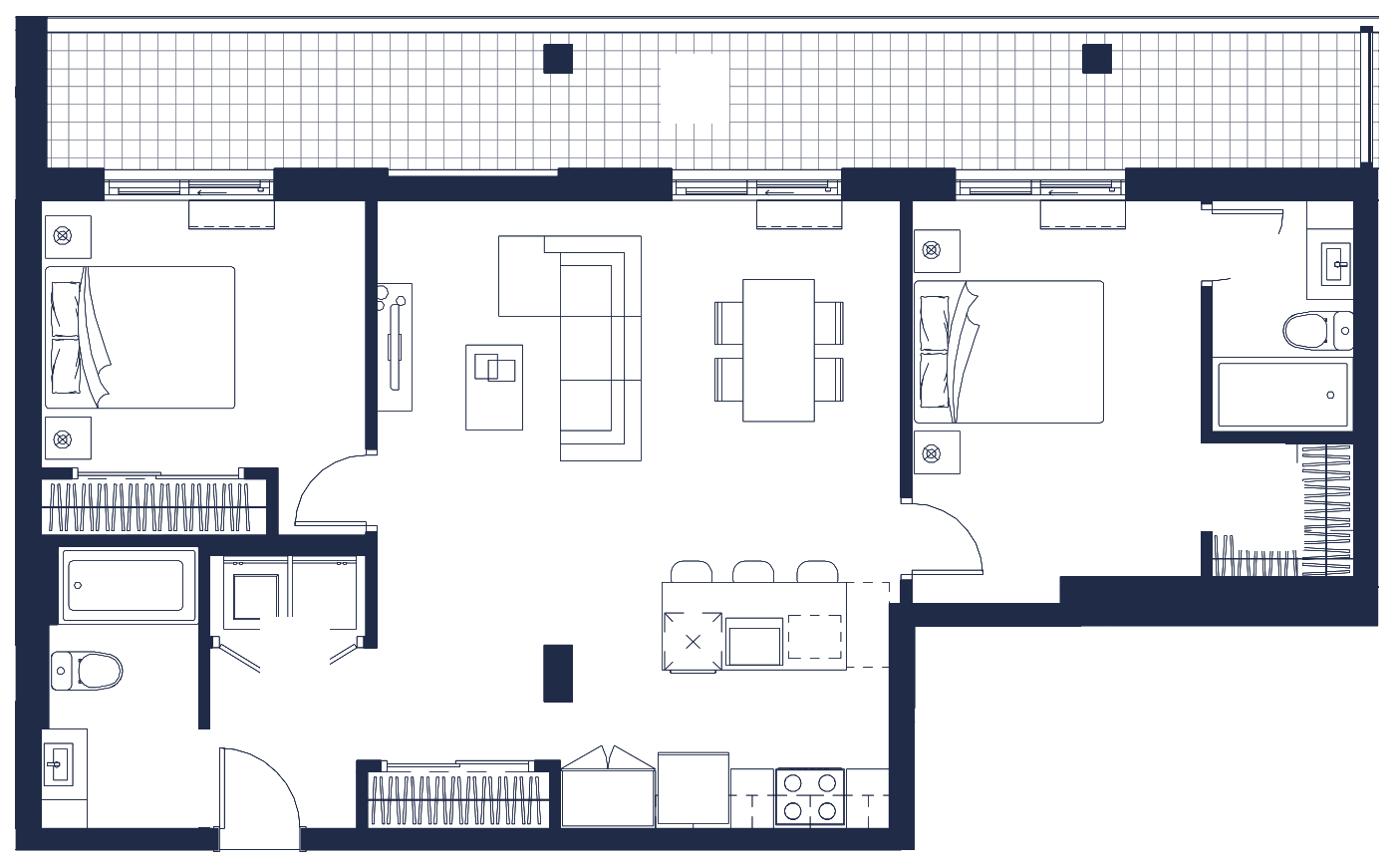 Plan de l'appartement, 4½, avec les dimensions des pièces
