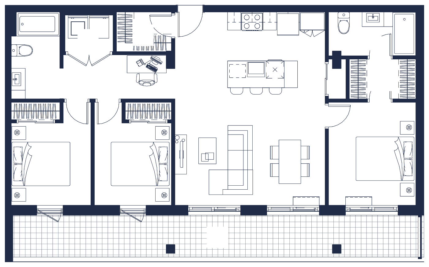 Plan de l'appartement, 5½, avec les dimensions des pièces