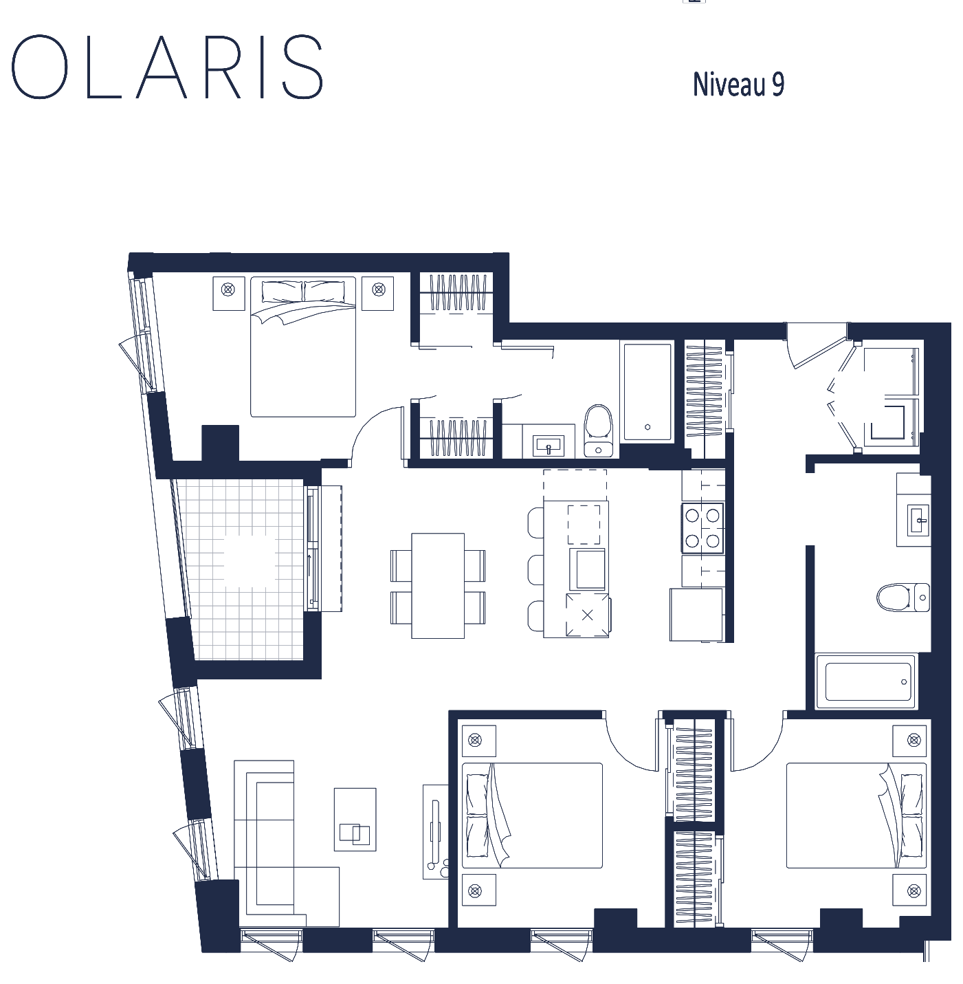 Plan de l'appartement, 5½, avec les dimensions des pièces