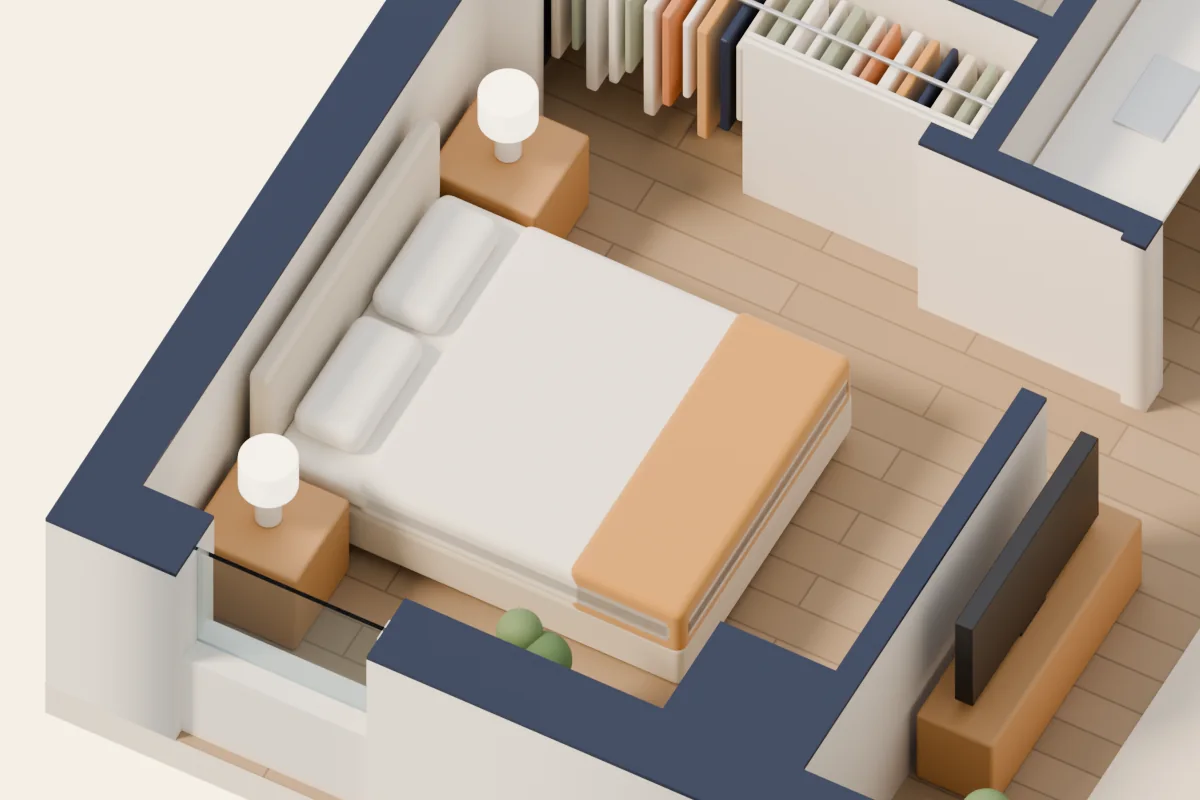 Chambre principale, vue 3D