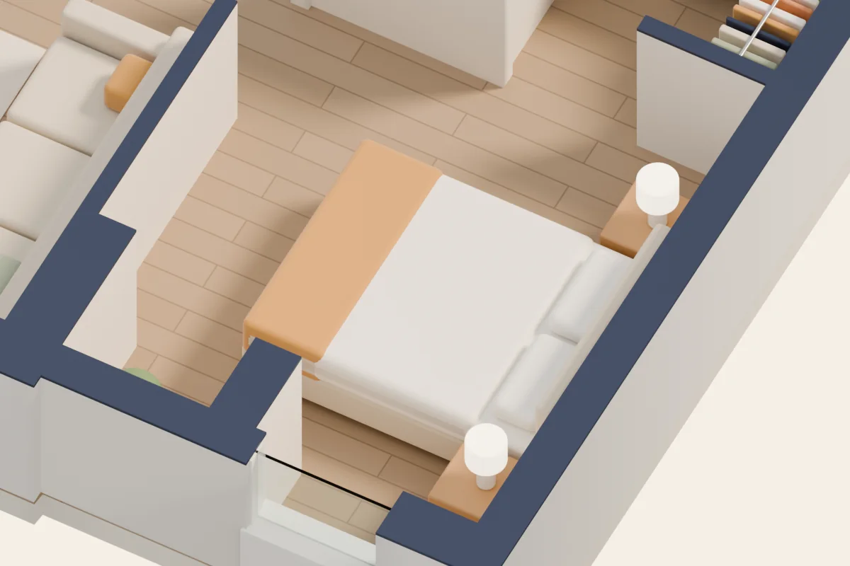 Chambre principale, vue 3D