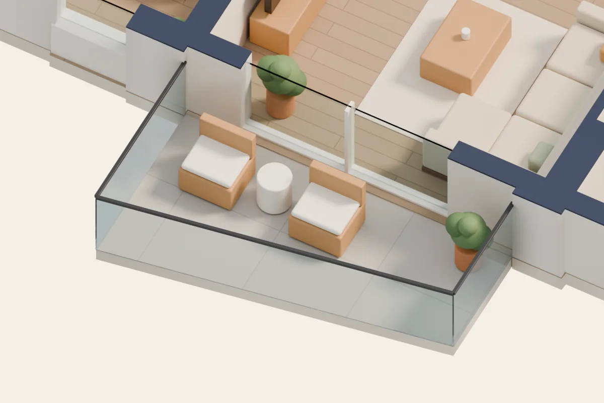 Balcon, vue 3D