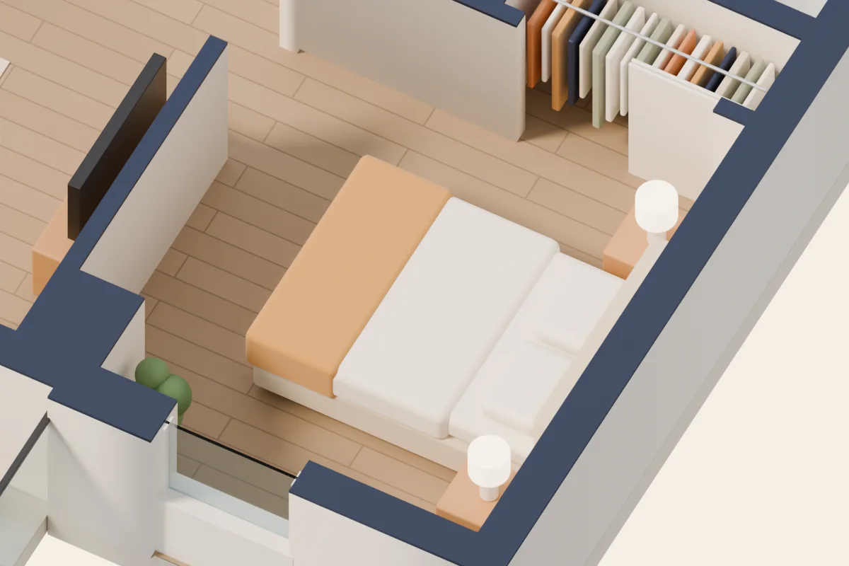 Chambre principale, vue 3D