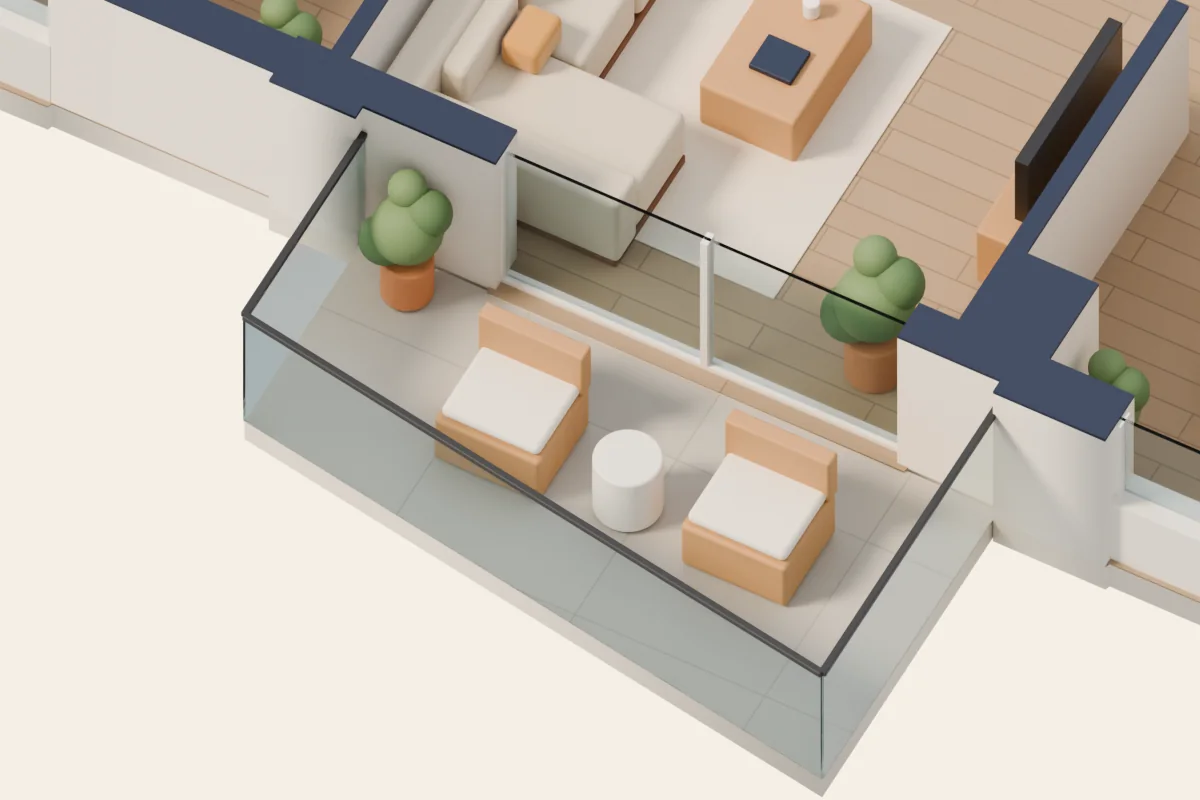 Balcon, vue 3D