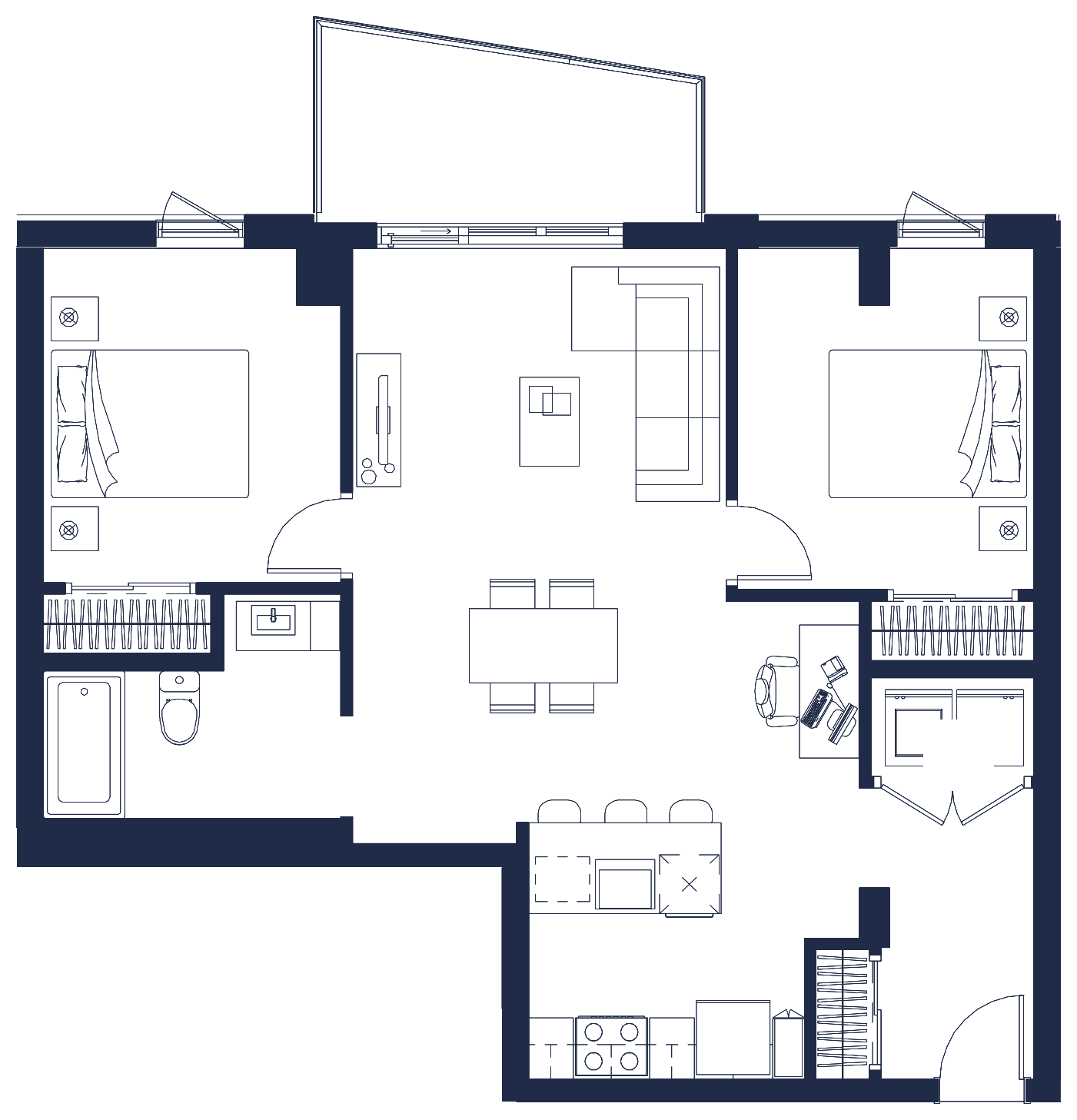 Plan de l'appartement, 4½, avec les dimensions des pièces