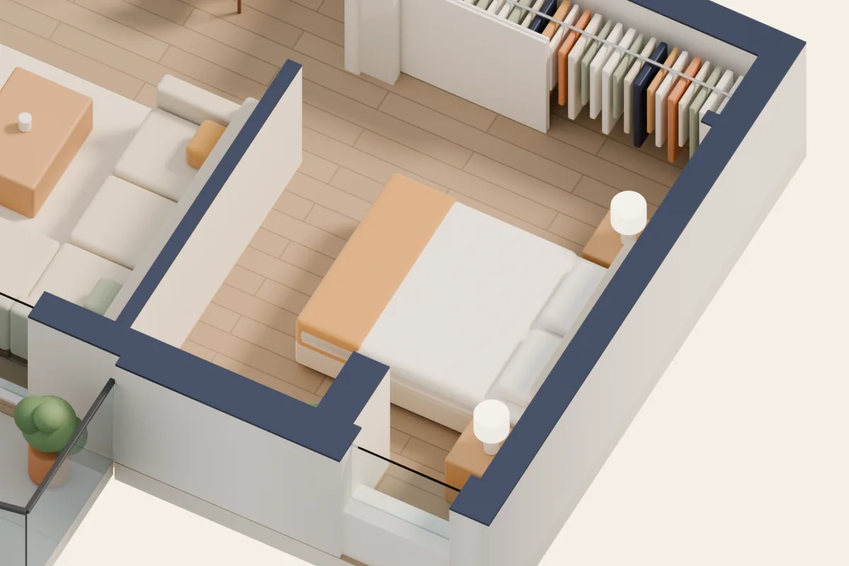 Chambre principale, vue 3D