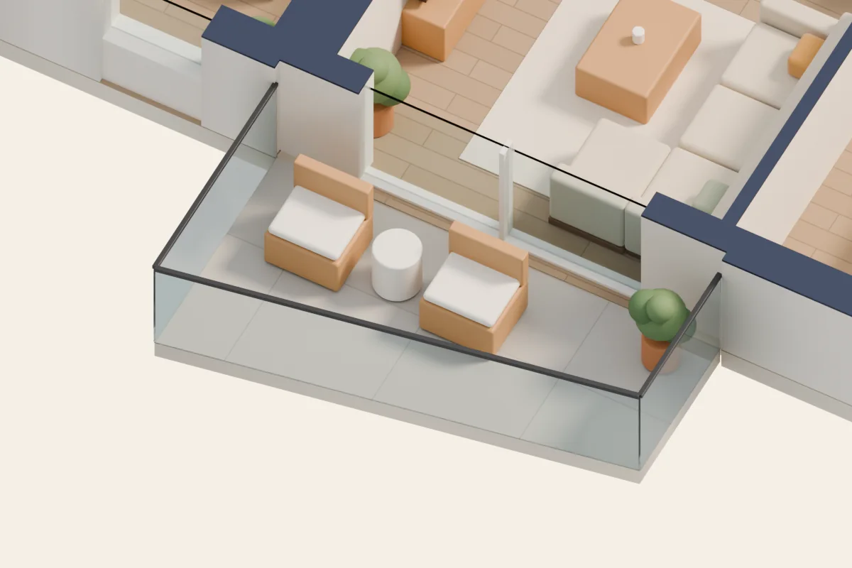 Balcon, vue 3D