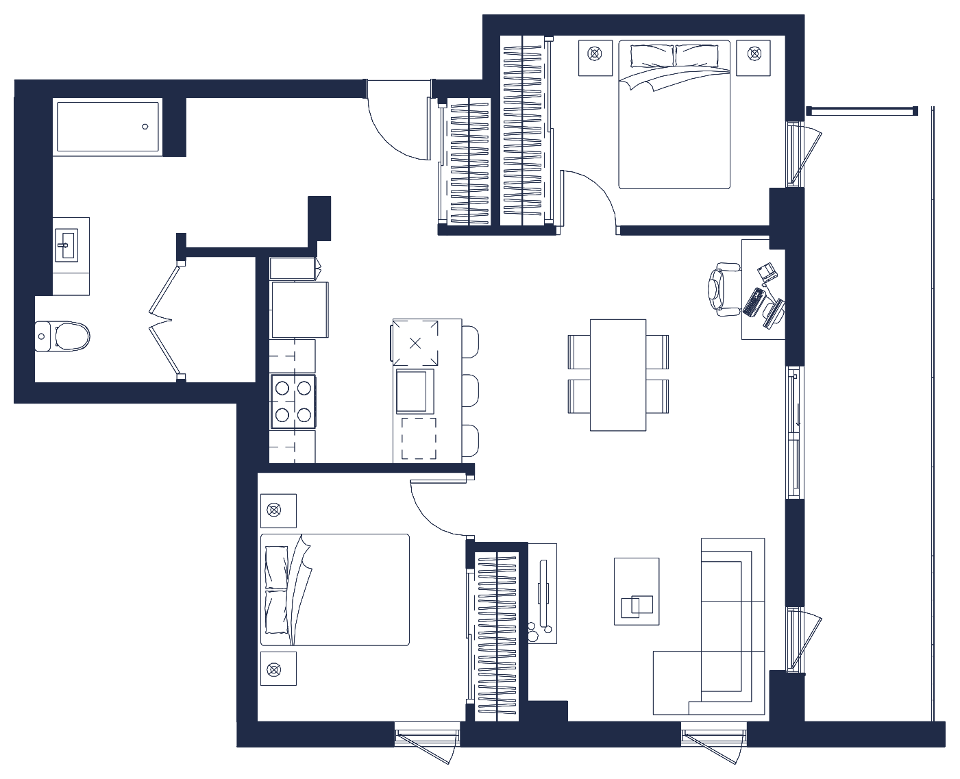 Plan de l'appartement, 4½, avec les dimensions des pièces