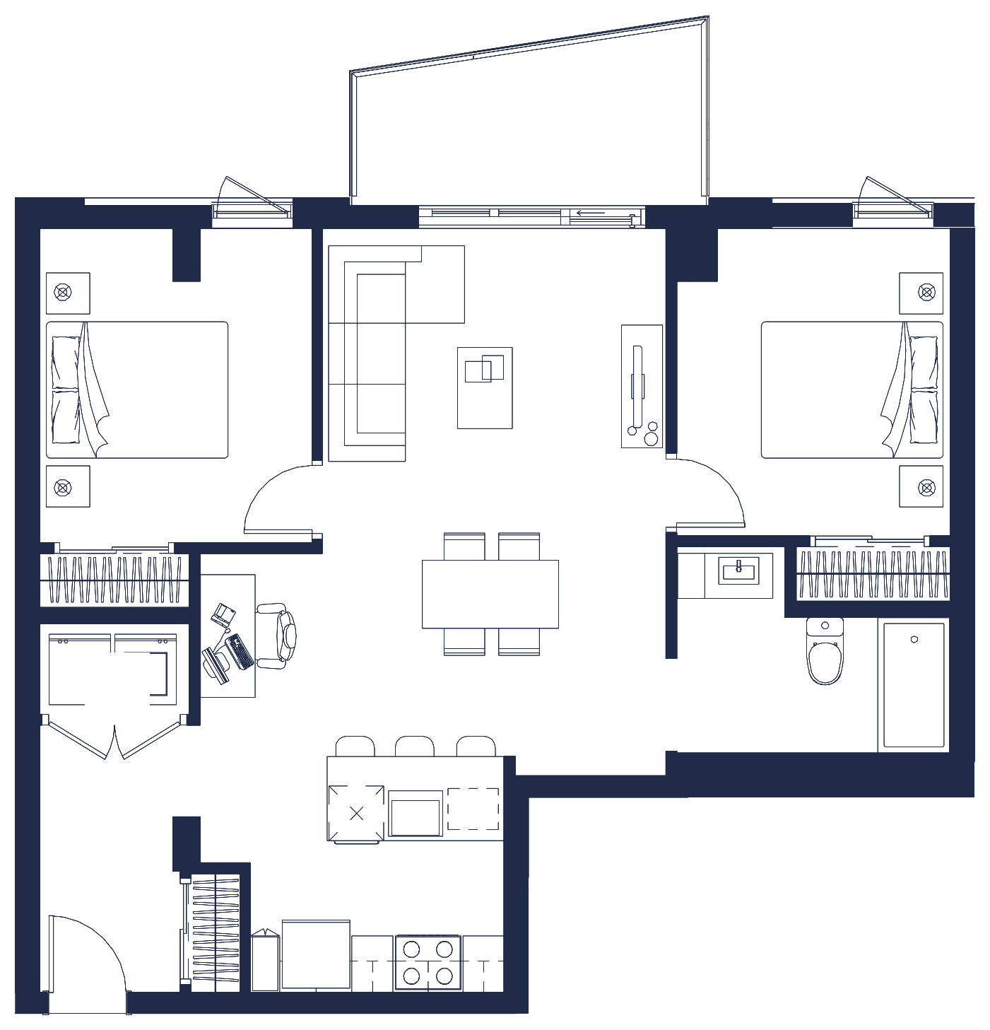 Plan de l'appartement, 4½, avec les dimensions des pièces