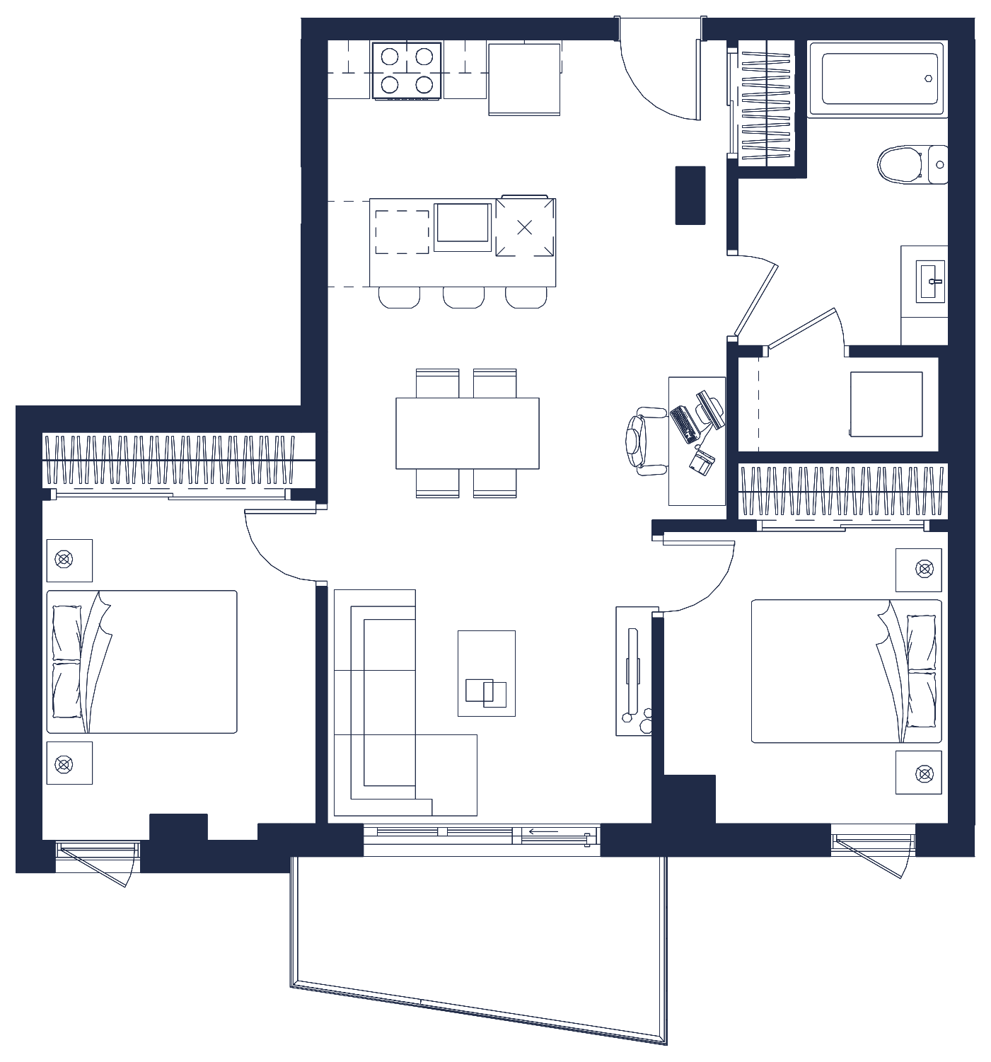 Plan de l'appartement, 4½, avec les dimensions des pièces