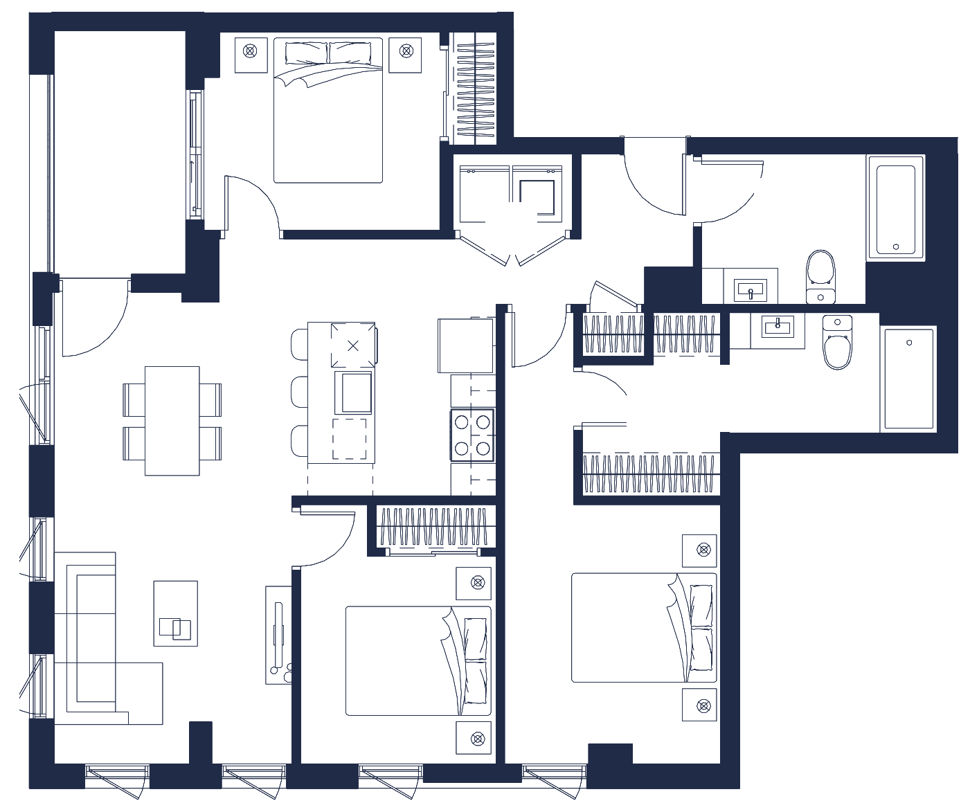 Plan de l'appartement, 5½, avec les dimensions des pièces
