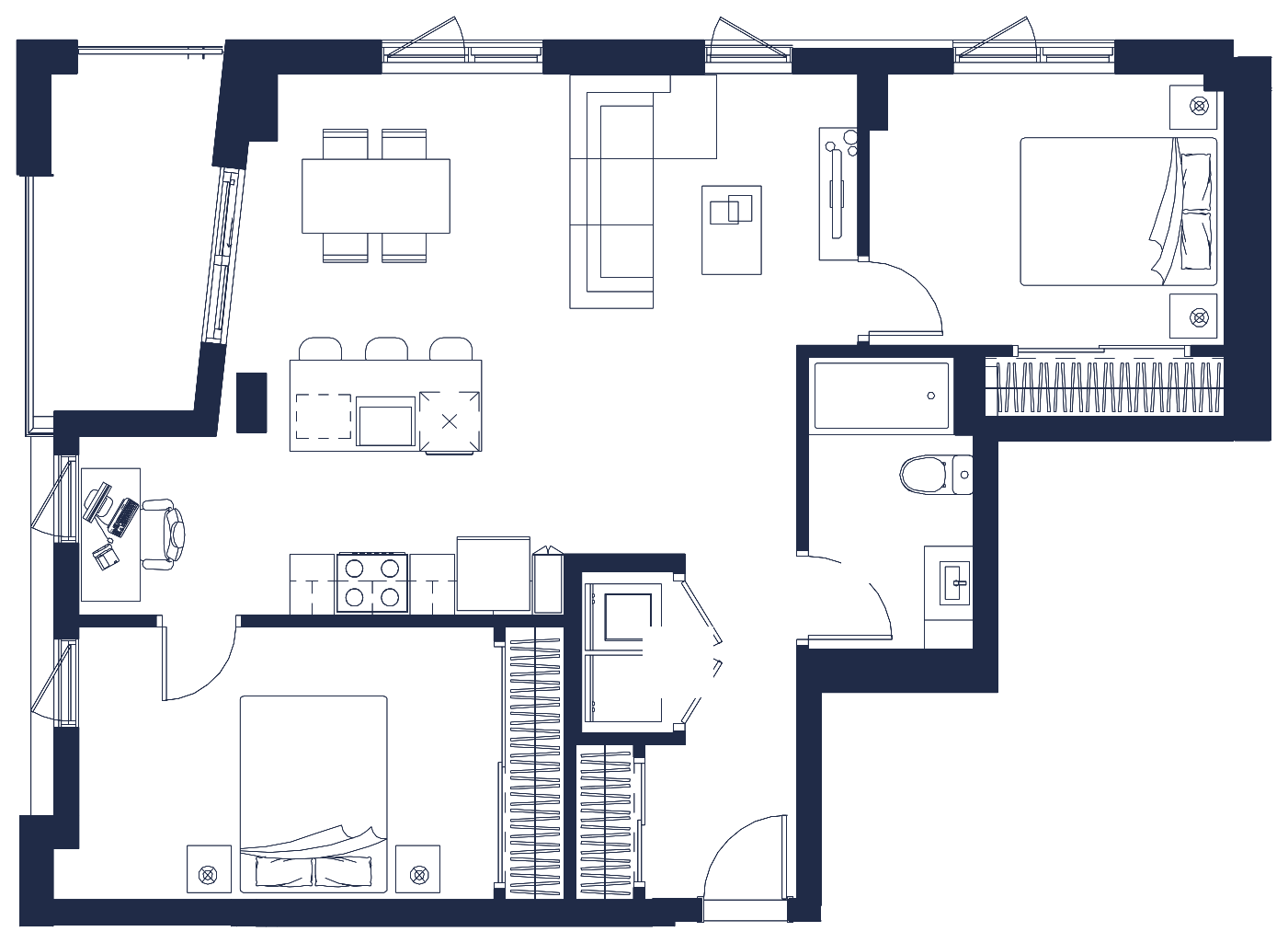 Plan de l'appartement, 4½, avec les dimensions des pièces
