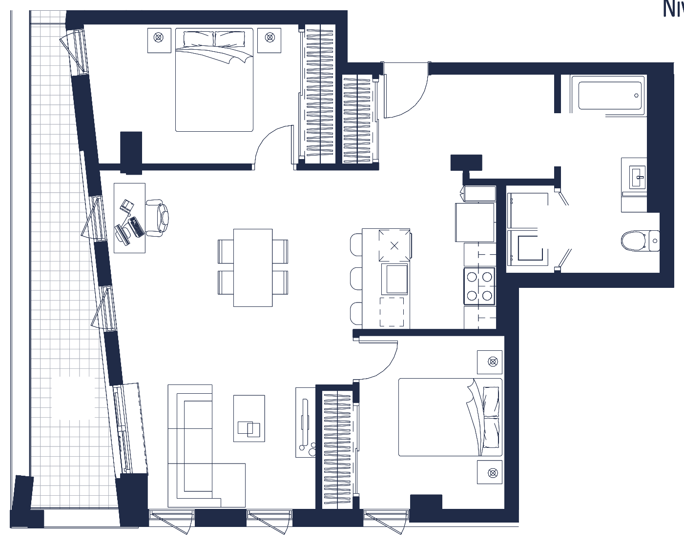 Plan de l'appartement, 4½, avec les dimensions des pièces