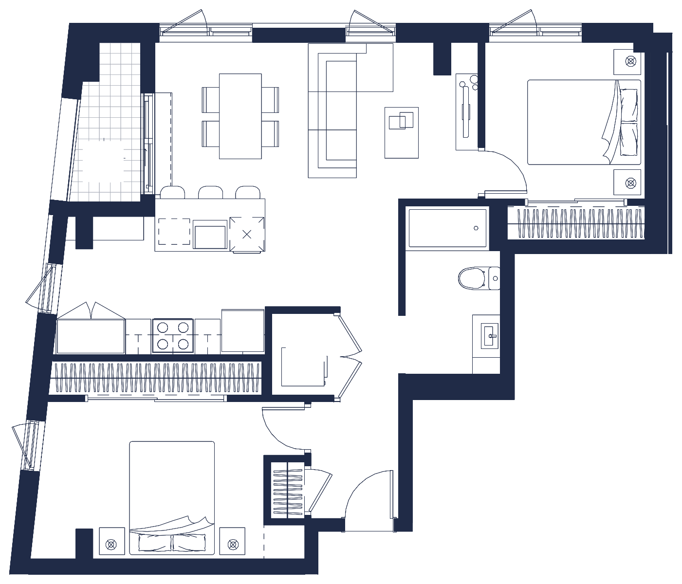 Plan de l'appartement, 4½, avec les dimensions des pièces